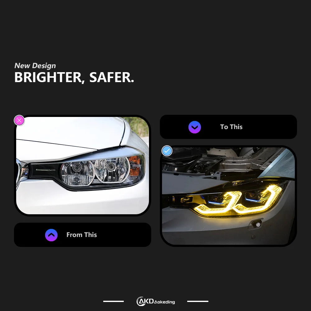 Auto Parts For 3 Series F30 Headlights 2013-2019 F31 F35 320i latest Styling LED DRL Dual Projector Car Accesorios Modified