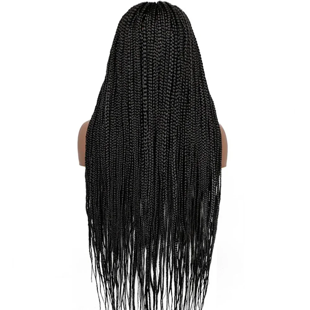 32 inch 4x4 Lace Front 3x Twist Gevlochten Pruik Synthetische Afro Dreadlocks Lange Vlechten Pruik Voor Zwarte Vrouwen Baby Haar Mode Pruik