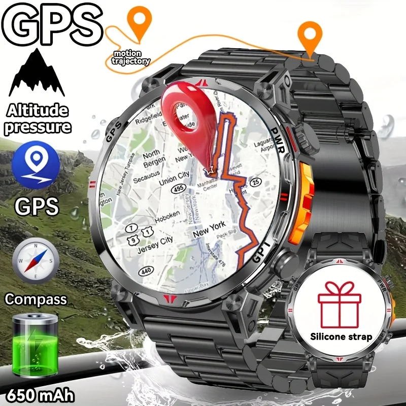 

2025 New GPS Smart Watch Men 650mAh Large Battery Outdoor Compass Sports Fitness Bluetooth Call Men Smartwatches For Android iOS
