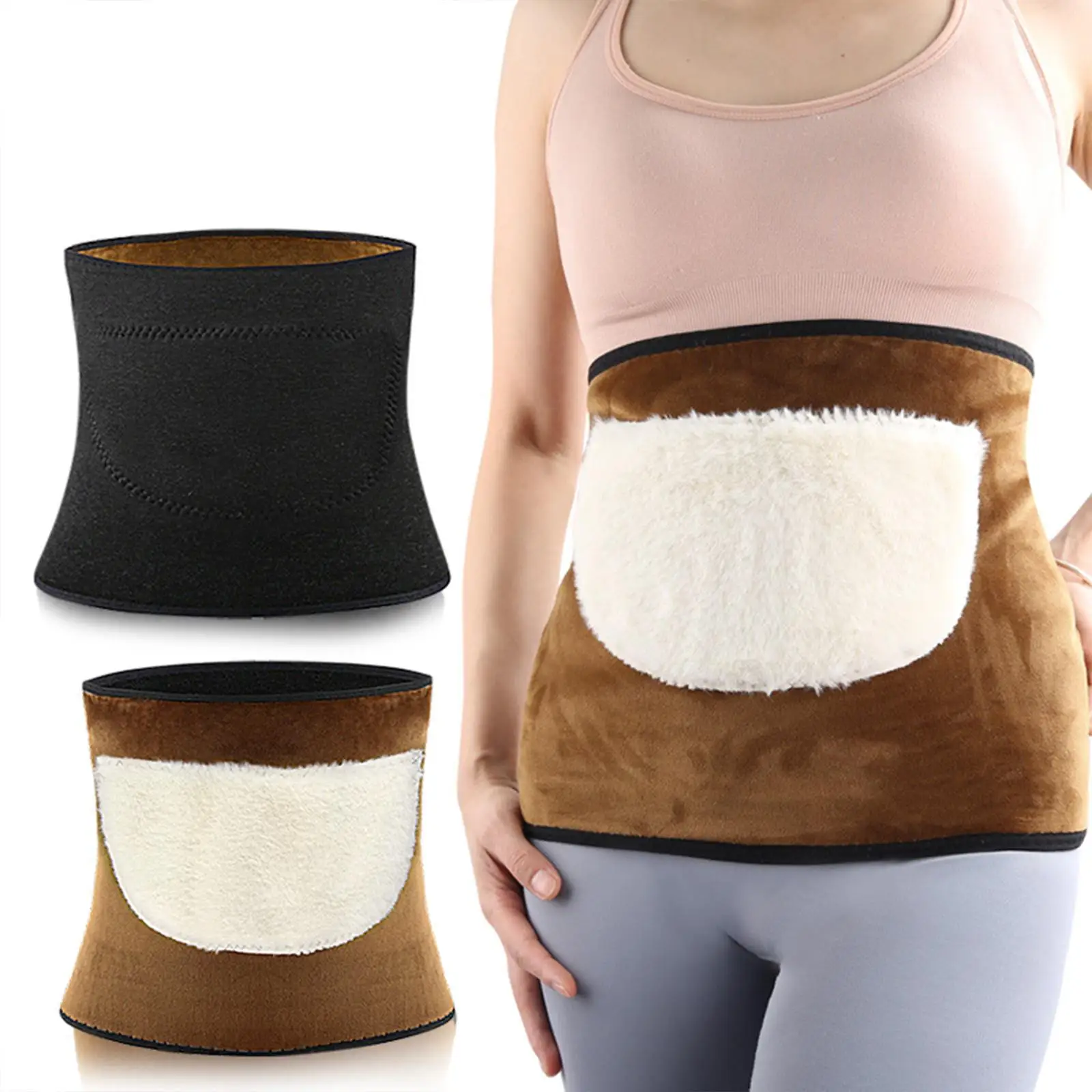 Waist Warmer Abdomen Binder Plush Stomach Warmer Soft for Men Women Guard Winter Lower Back Warmer Comfortable Kidney Binder