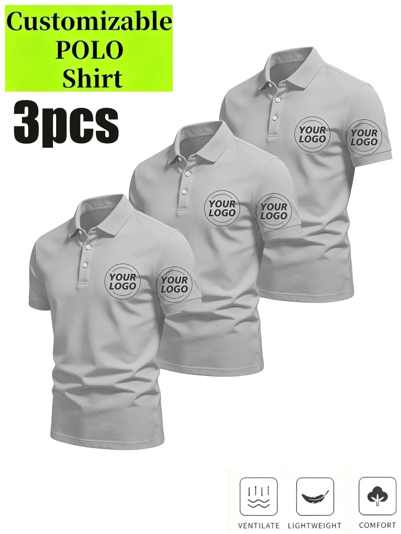 【POLO 3-Piece Set】Customizable men's polo shirts for corporate uniforms and team apparel. Ideal for companies and teams to enhan