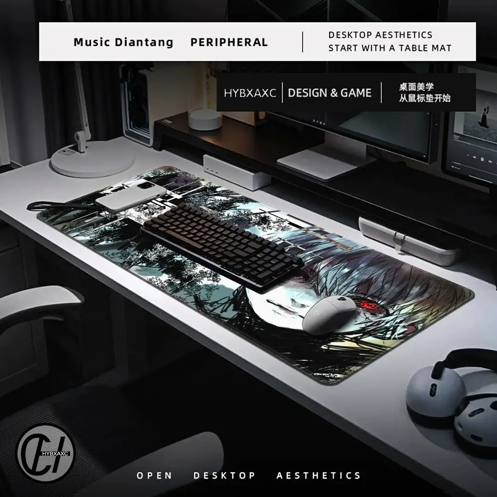 Mouse Pad Office PC Gaming Accessories Keyboard Rug Laptop Kaneki Ken Black And White Mousepad Japan Anime Tokyo Ghoul Desk Mat
