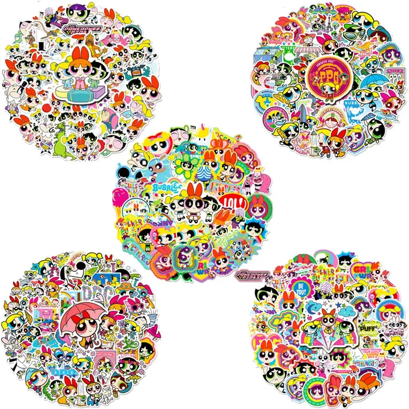 

THE POWERPUFF GIRLS The Powerpuff Girls 50PCS ute Vinyl Stickers, Cartoon Flying Female Police Waterproof Stickers For Kids Gift