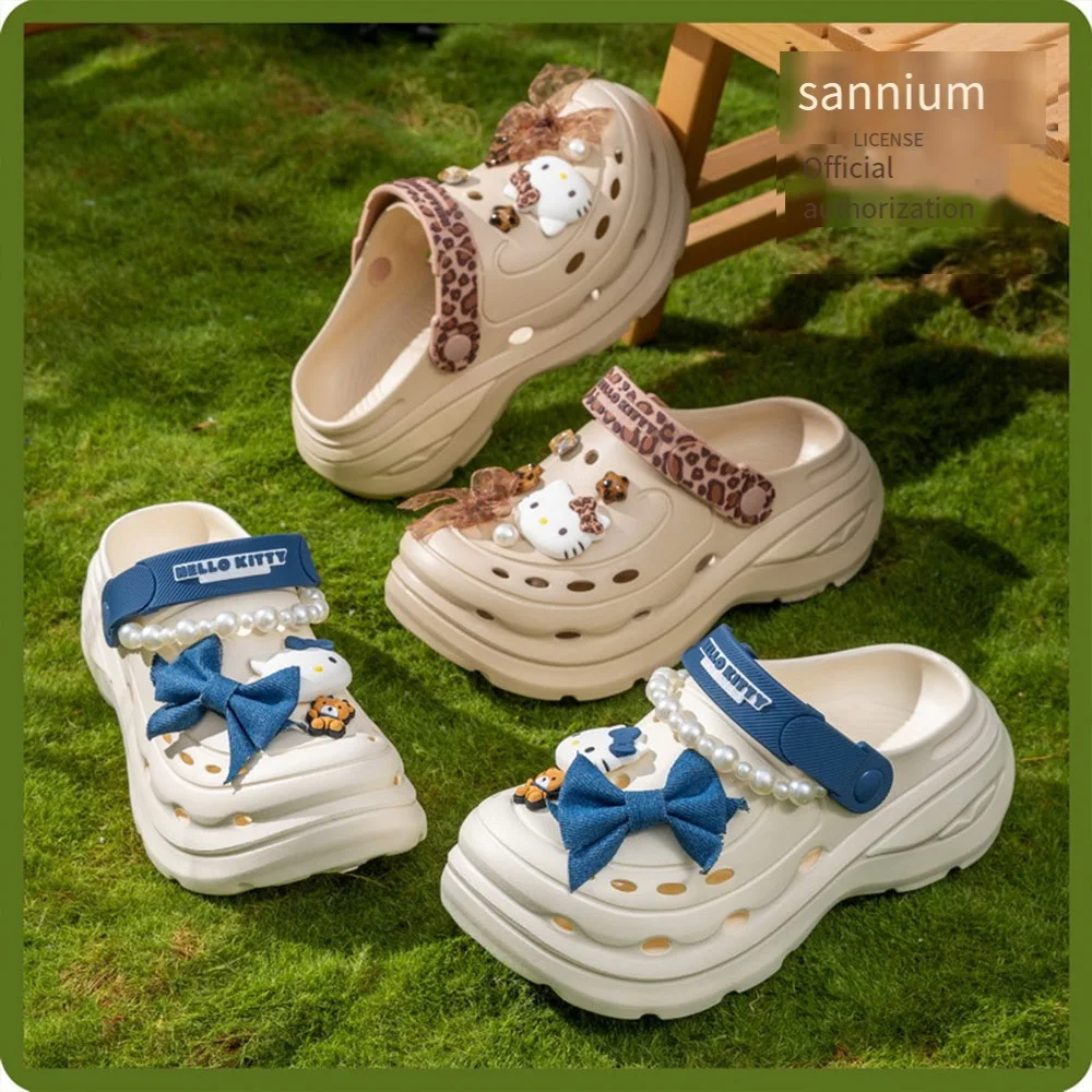 

Женские сандалии Sanrio Anime Hello Kitty на толстой подошве из ЭВА, противоскользящие, модные летние сандалии для девочек, уличная пляжная обувь, подарок