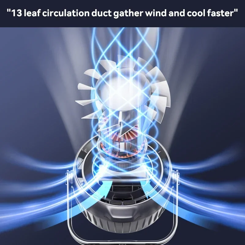 Cooling Fan Electric USB Rechargeable 100Speed Portable Table Night Light Digital Display 4000mAh No-Punch Wall Mount Strong Fan
