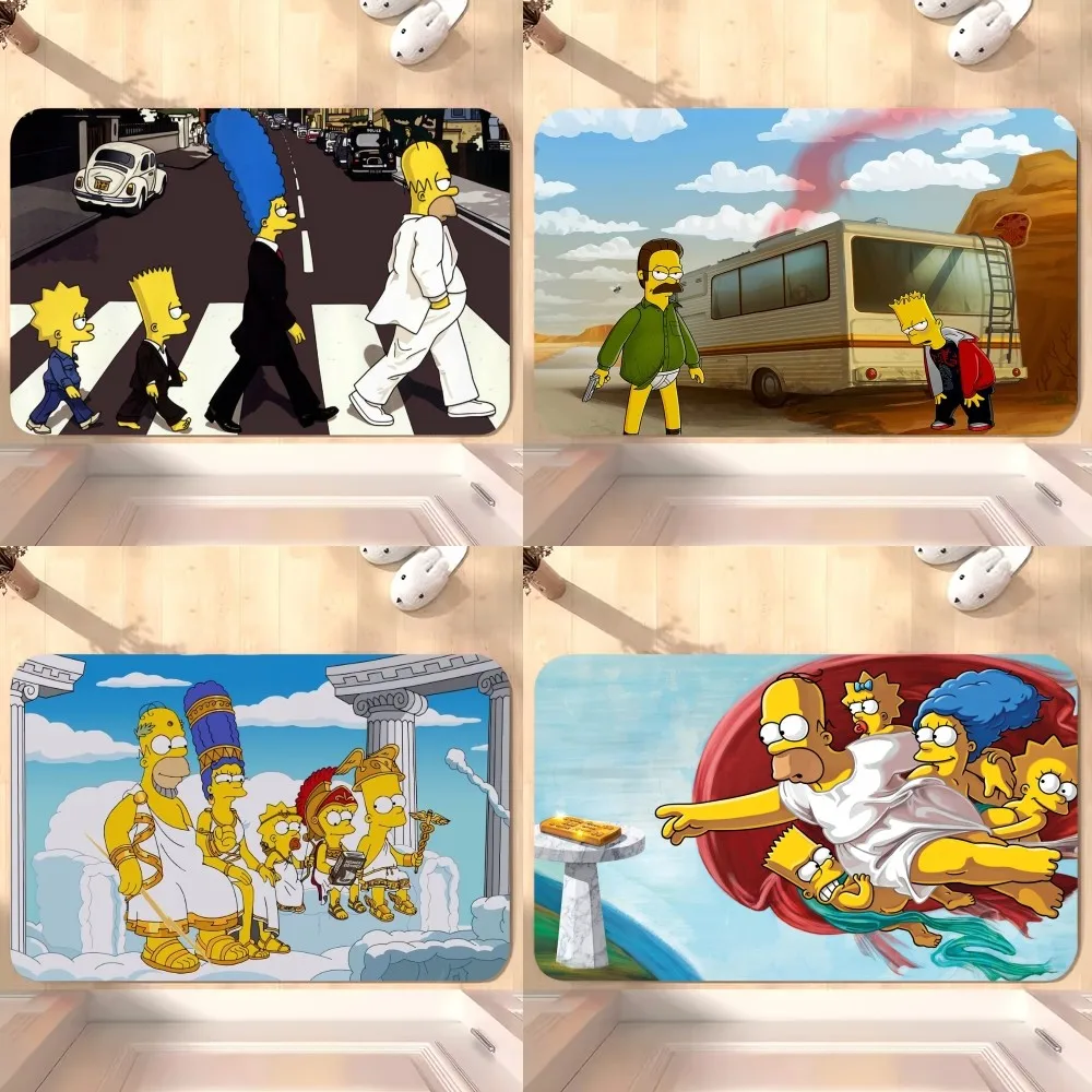 Cartoon The S-Simpsons Cute D Floor Mat Bedroom Kitchen Door Bath House Super Absorbent Foot Non-slip