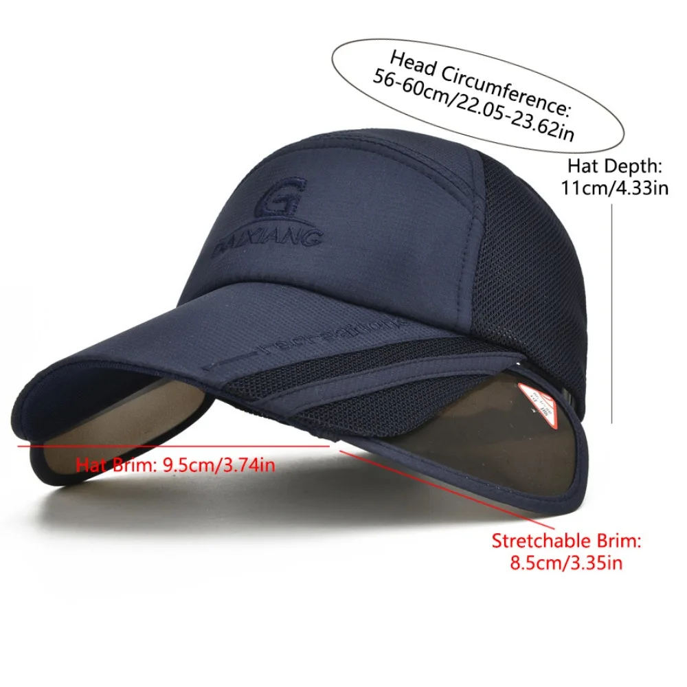 Mesh Breathable Stretchable Widen Brim Hat Waterproof Quick-drying Long Visor Baseball Cap UV Protection Lightweight