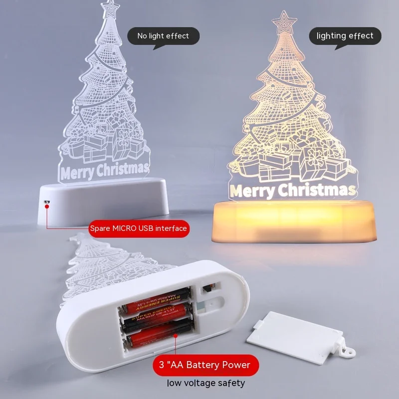 Weihnachts dekoration 3d Atmosphäre Lampe Acryl führte Nachtlichter 2024 Neujahr Valentinstag Weihnachten Kinder Geschenk nach Hause Ornamente