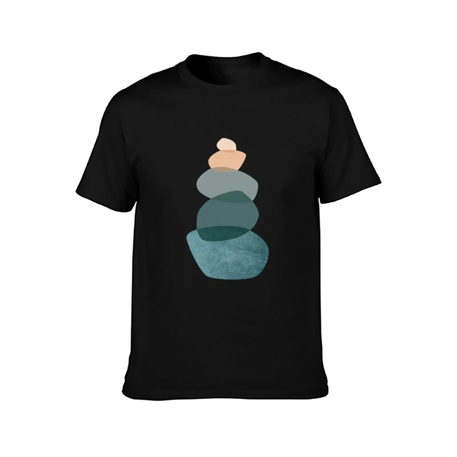 Balancing Stones T-Shirt, Summer Casual Cotton Tee, Oversized Streetwear Tops, Vintage Graphic Print, Loose Fit Short Sleeve