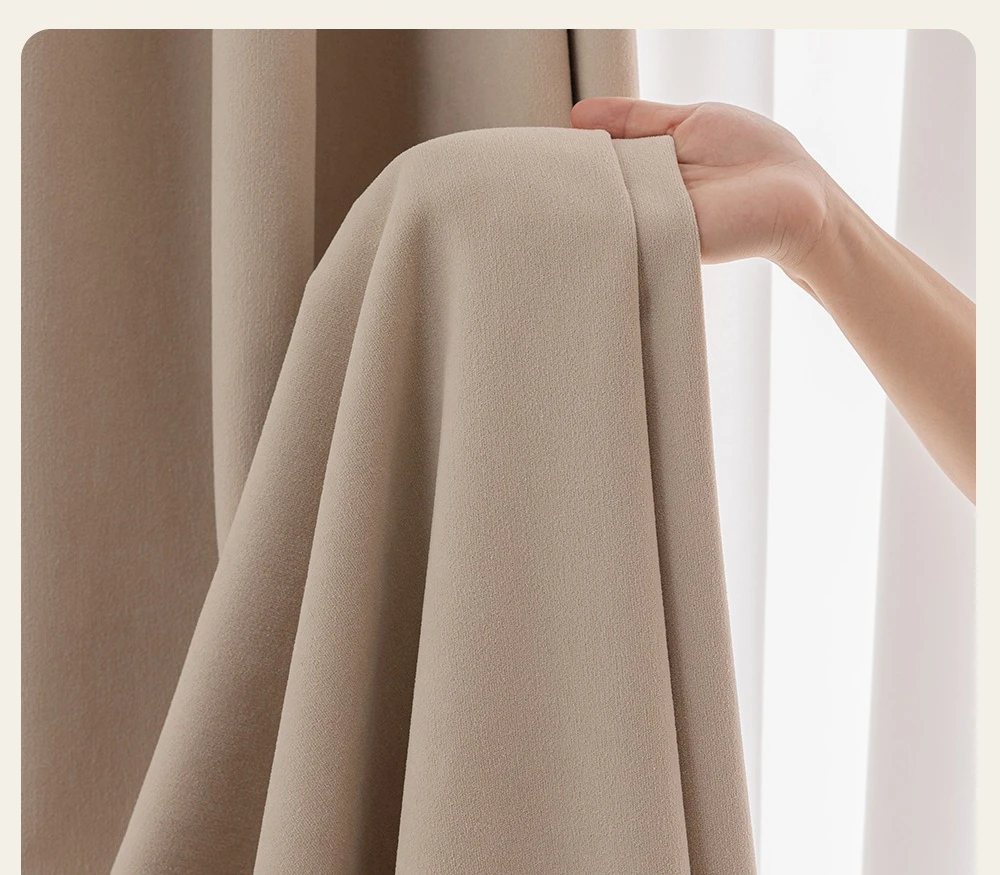 Custom size Herringbone Thick Chenille Beige Cream Luxury Curtains for Living Room Bedroom Blackout Window Solid Color House