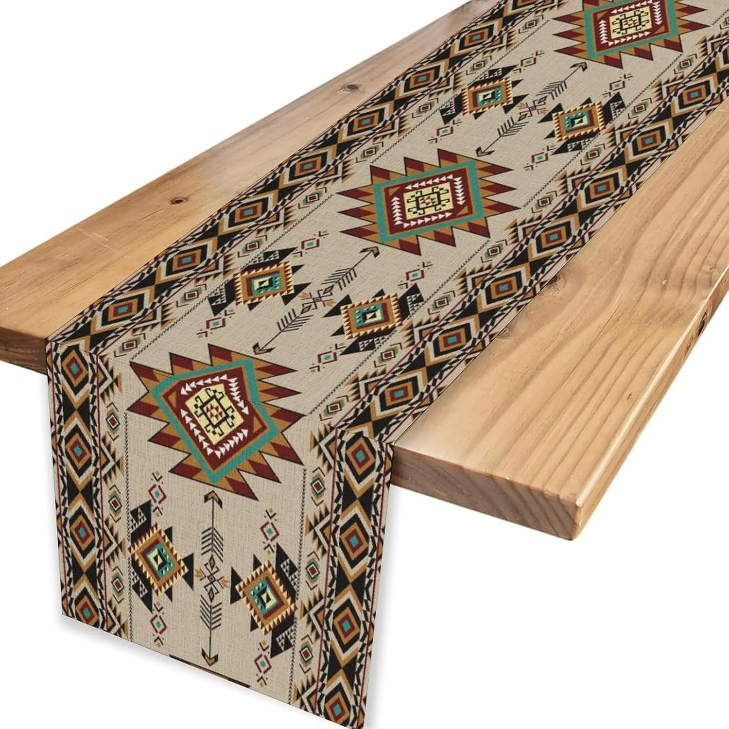 Native Aztec Tribal Linen Table Runner Dresser Scarf Table Decor Farmhouse Kitchen Dining Table Runner Holiday Party Decorations