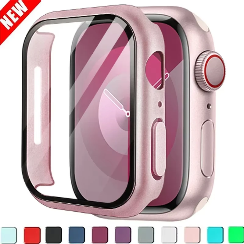 Glass+cover For Apple Watch Case 40mm 44mm 38mm 42mm bumper Screen Protector for apple watch Accessories 9 8 7 6 5 4 3 41mm 45mm