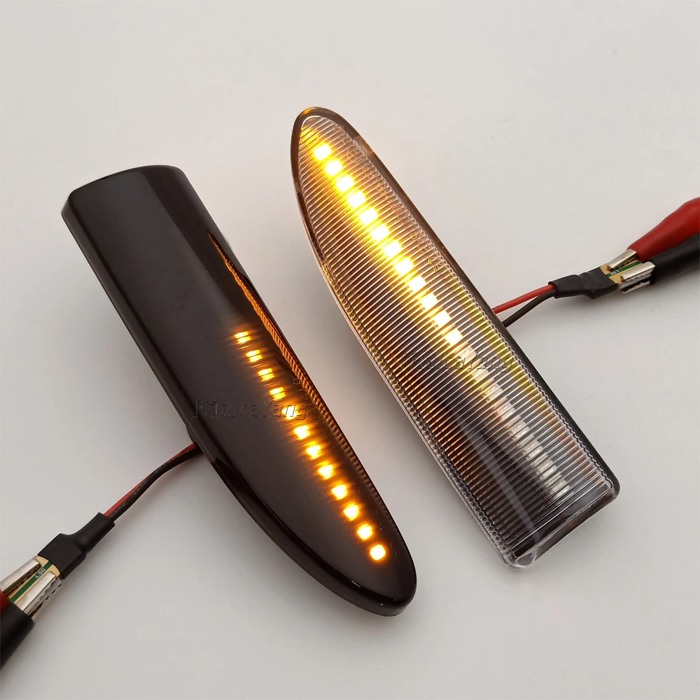 2pcs LED แบบไดนามิกไฟเลี้ยวด้านข้าง MARKER Light Sequential Blinker Light Amber Side MARKER Fender สัญญาณสําหรับ Jaguar X-Type