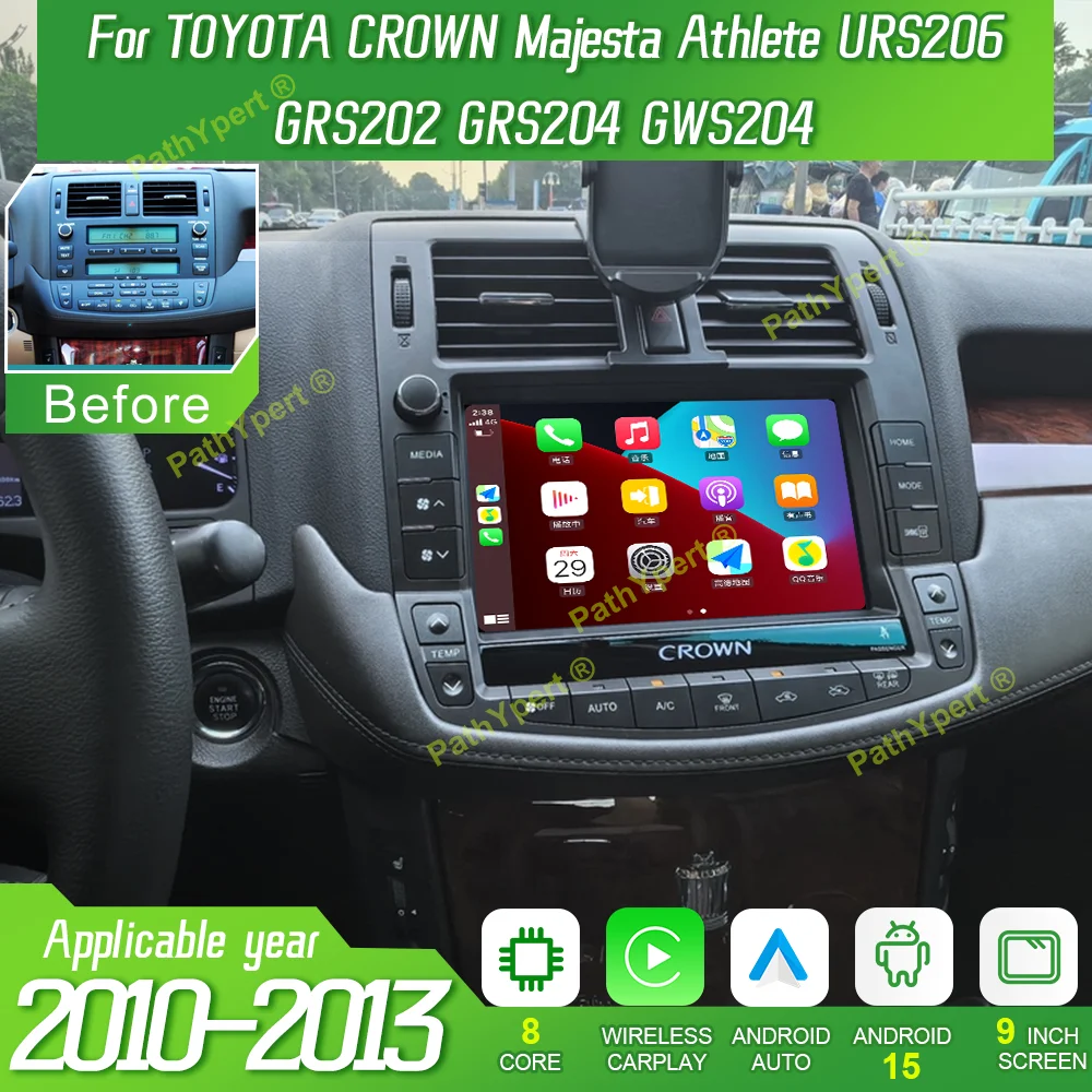 

9 "оригинальный автомобильный стиль Android 15 для TOYOTA CROWN Majesta Athlete URS206 GRS202 GRS204 GWS204 2010-2013 Автомобильный радиоприемник 4G BT CarPlay