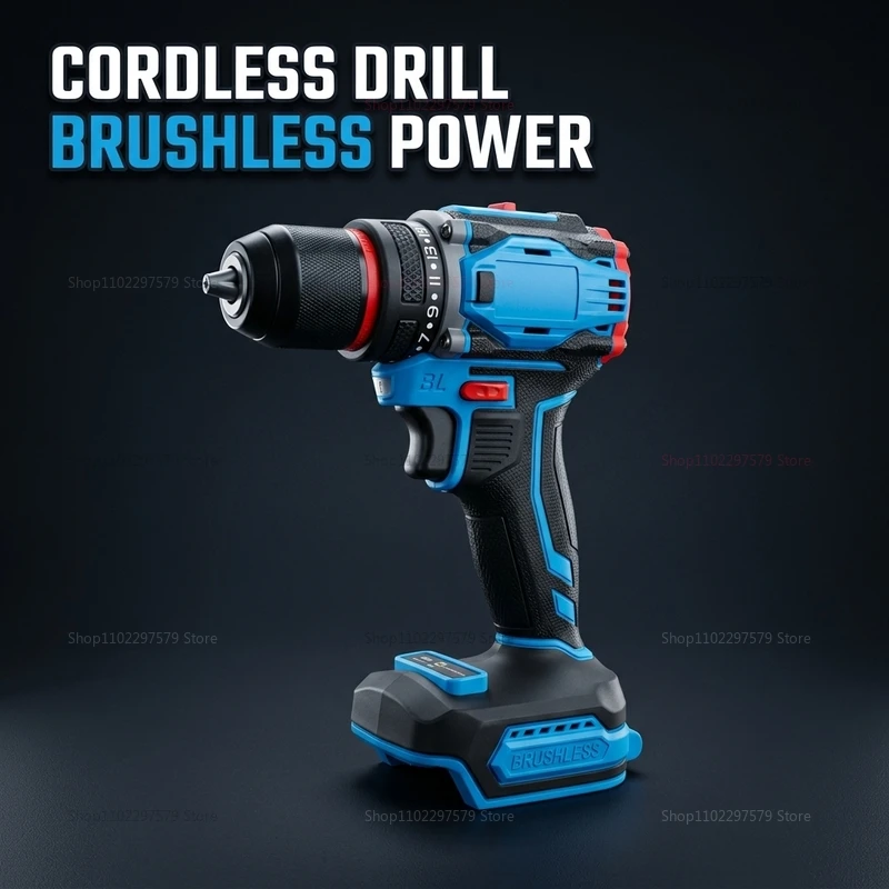 18V Brushless Cordless Electric Drill and Screwdriver Impact Power Tool for Home Renovation and Professional No Battery Included