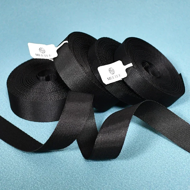 5M 10-100mm Black Nylon Webbing Tape Bag Strap Belt Sling Ribbon Band Pet Collar Tarp Webbings Sewing Braid for Decoration Trims