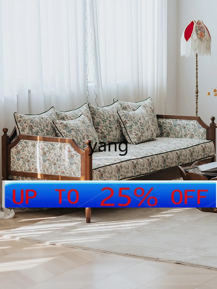 

LMMRetro Three-Seater Fabric Black Walnut Small Apartment Furniture