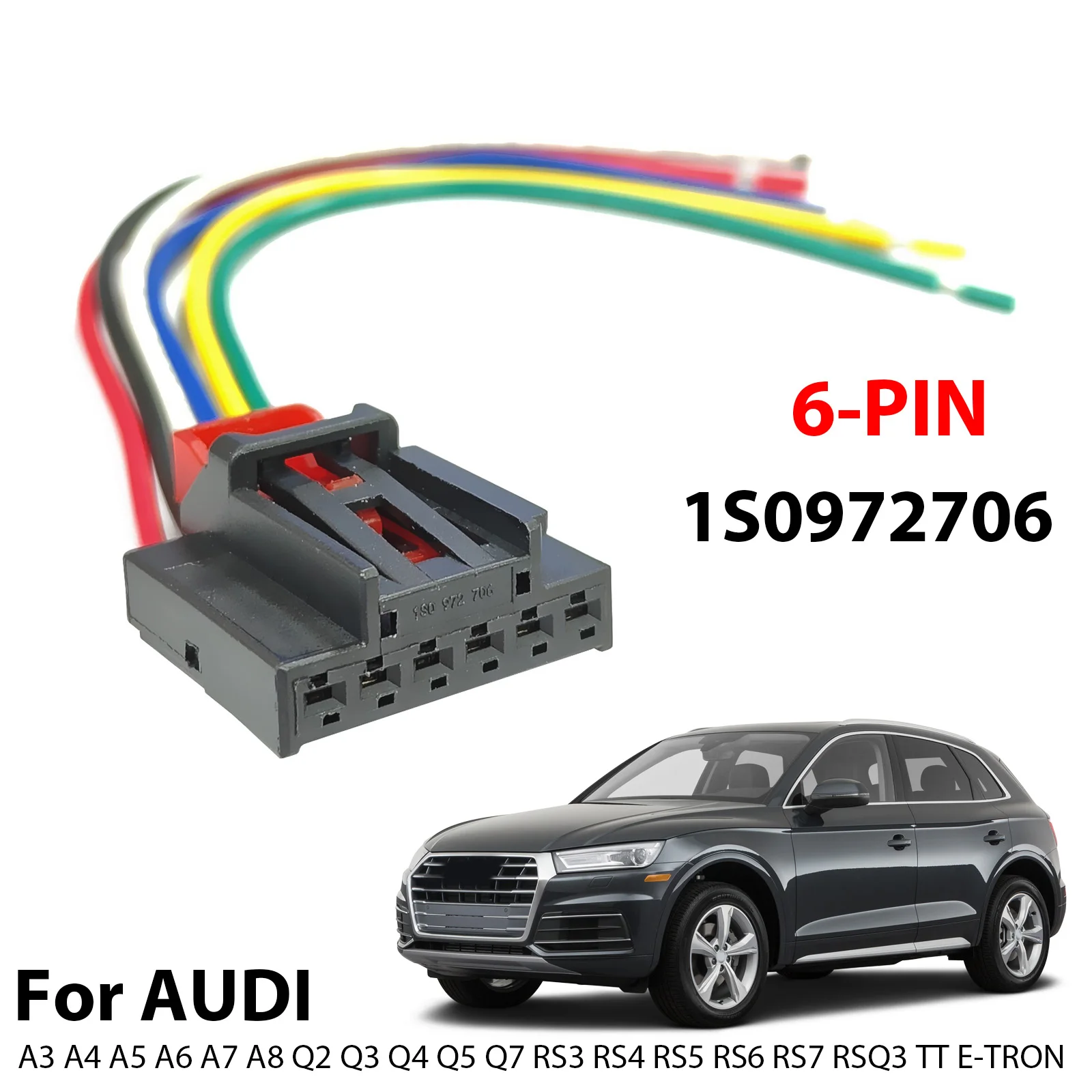 FOR AUDI A3 A4 A5 A6 A7 Q2 Q3 Q5 Q7 ETRON RS3 RS4 6-PIN Electric SEAT LUMBAR CONTROL ADJUSTMENT SWITCH PLUG CONNECTOR 1S0972706