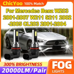 20000LM Canbus Fog Lamps 60W LED Fog Lights 12V 6000K White For Mercedes Benz W203 2001-2007 W211 S211 2002-2005 CL203 2001-2004