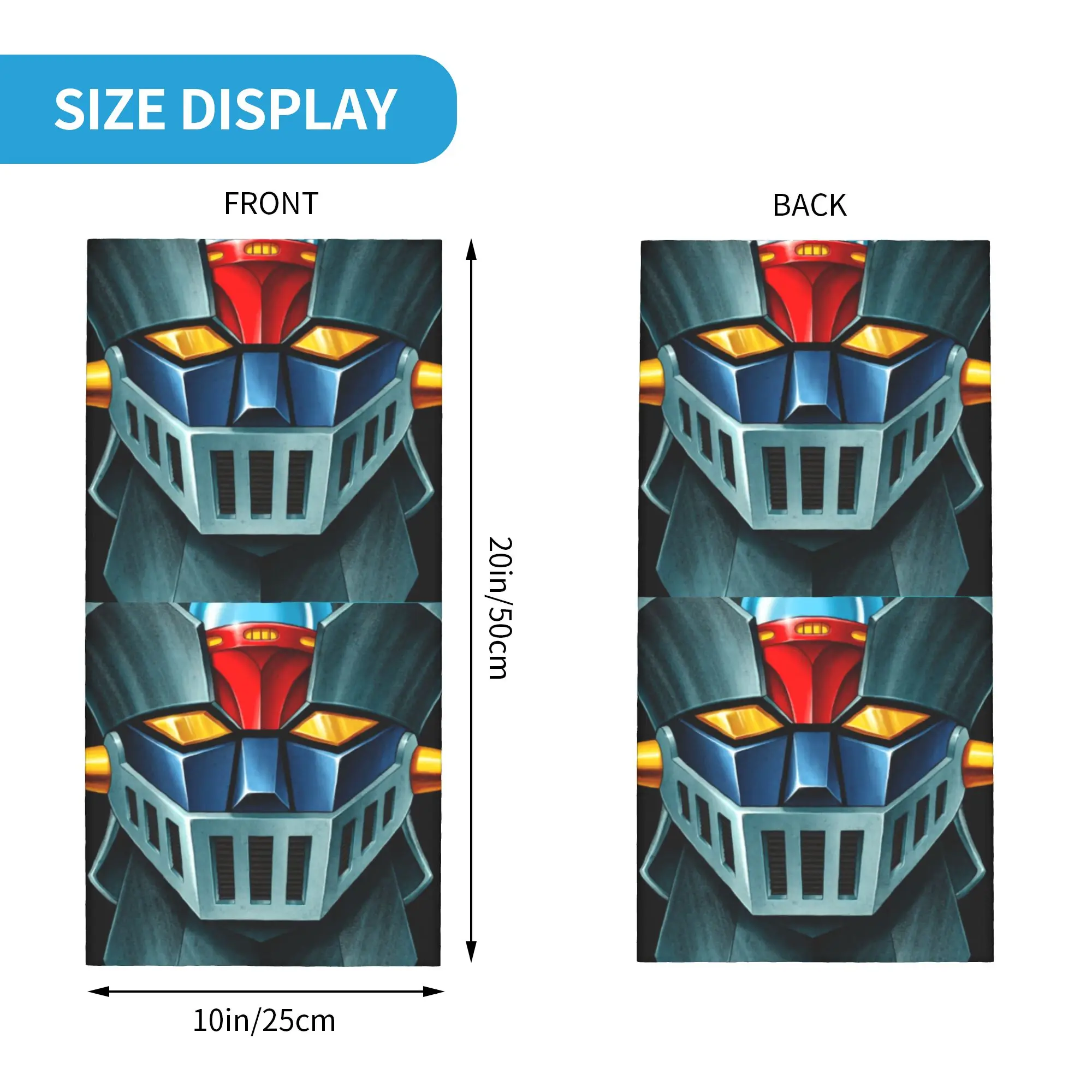 UFO Robot Mazinger Z Bandana invierno calentador de cuello hombres envoltura a prueba de viento bufanda para la cara para senderismo Anime polaina diadema