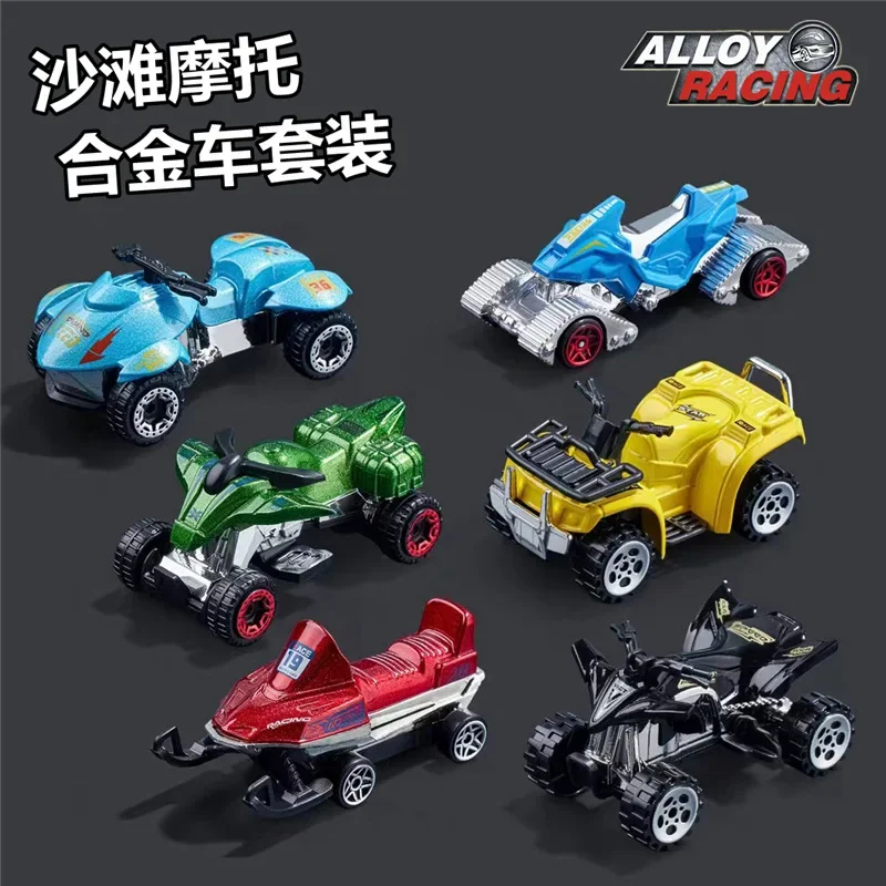 1:64 Alloy Beach Motorcycle Model Suit 6PCS Off-Road Vehicle Sledge Alloy Beach Motorcycle Monster Car Classic Racing Model Set