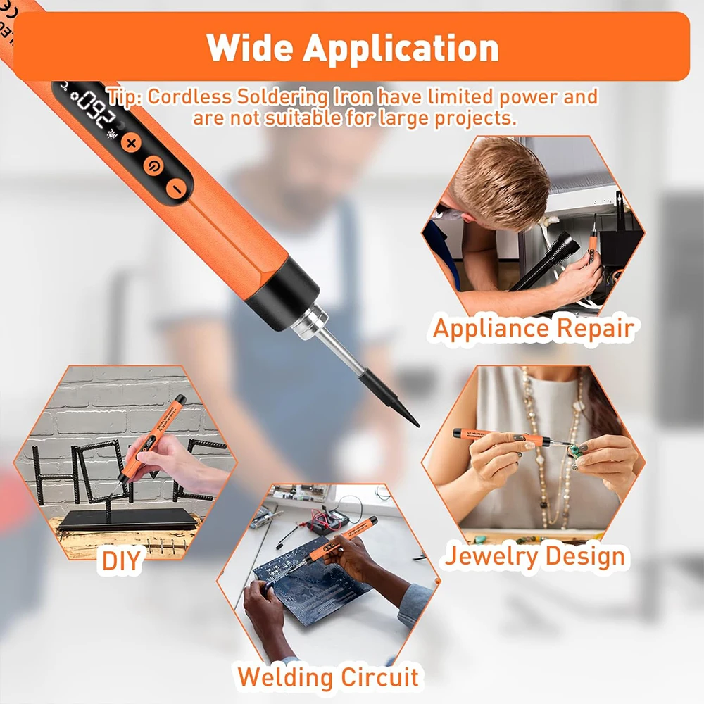 Imagem -05 - Kit de Ferro de Solda sem Fio com Configuração de Temperatura Inteligente de Ferro de Solda Usb com Luz de Trabalho Led