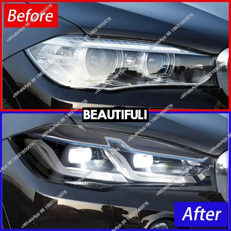 For  X5 X6 28i 35i 50i F15 2014-2018 LED Auto Headlights Assembly Upgrade 2023 Style DRL Projector Lens Car Tool Accessories