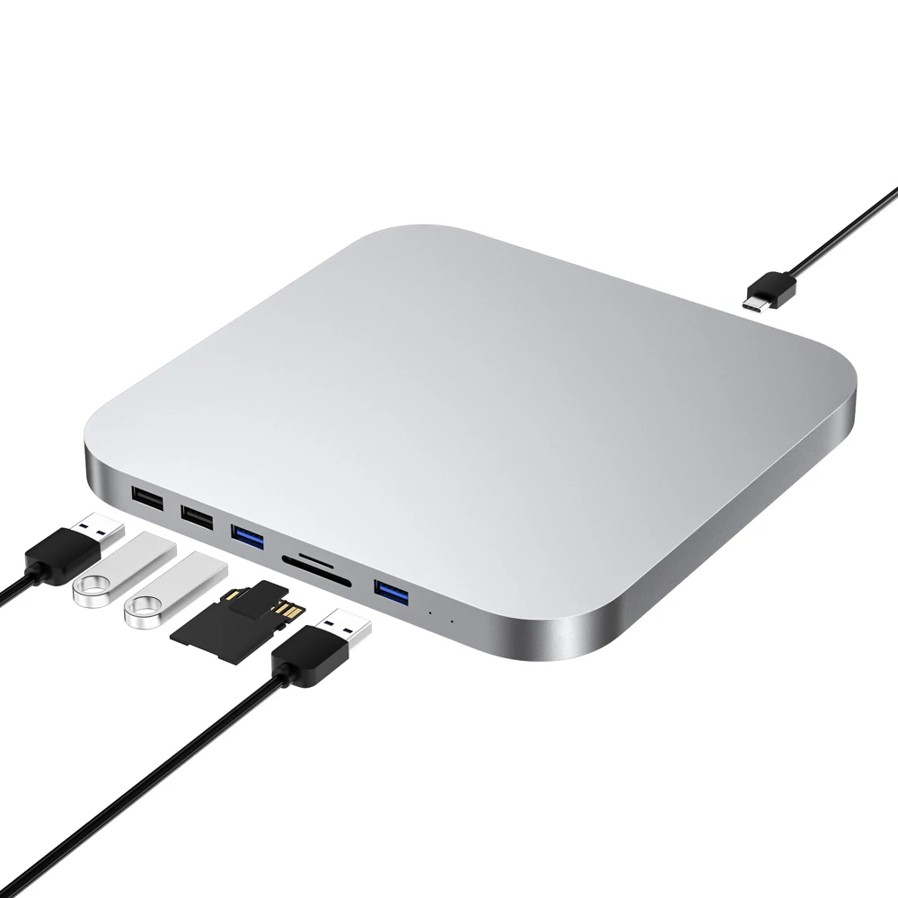 Colorii Hub USB C dla Mac mini M1/M2 z obudowa dysku twardego 2.5 SATA NVME M.2 obudowa SSD HDD do stacji dokującej USB C Gen 2 SD/TF