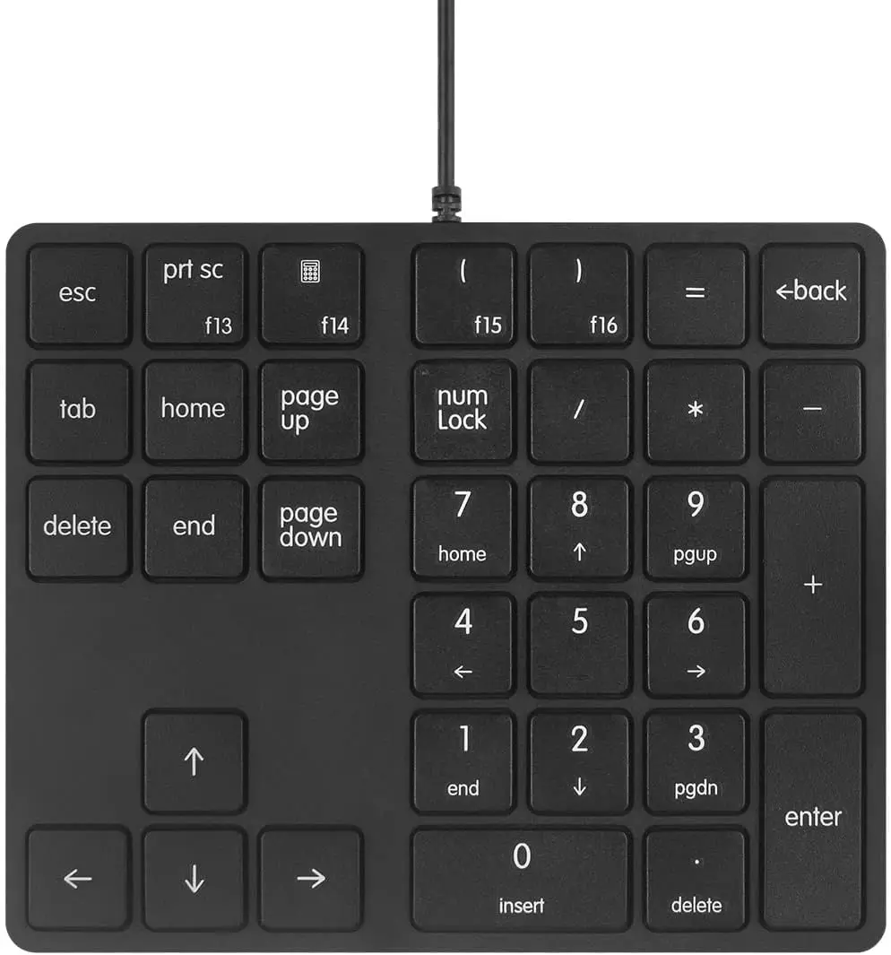 Mini teclado numérico con cable 34 teclas negro - Teclado numérico externo para computadora portátil y trabajo