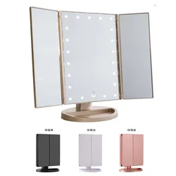 Led Vanity Mirror with Light Portable 10X Magnifying Desktop Three Side Folding Vanity Mirror