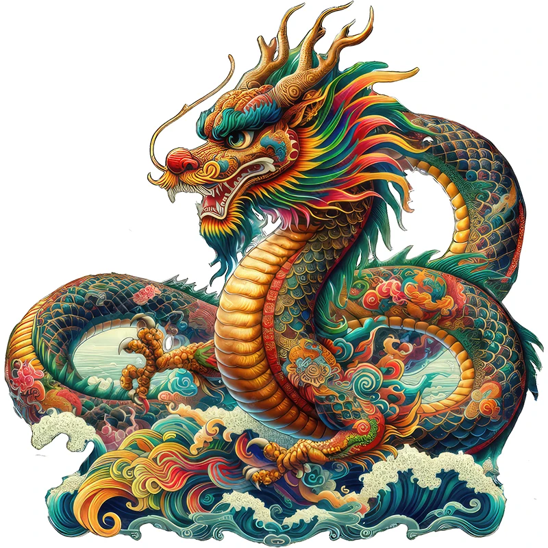 Three Ratels Q65 pegatina de pared de dragón tradicional colorido para decoración del hogar pegatina de IPad calcomanías de coche