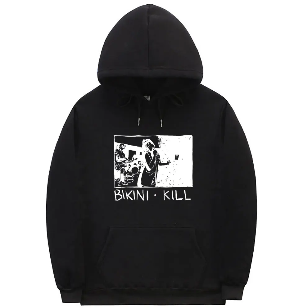 Punk Rock Band Bikini Kill Riot Grrrl Kathleen Hanna Print Hoodie Men Women Fashion Oversized Streetwear Male Vintage Hoodies