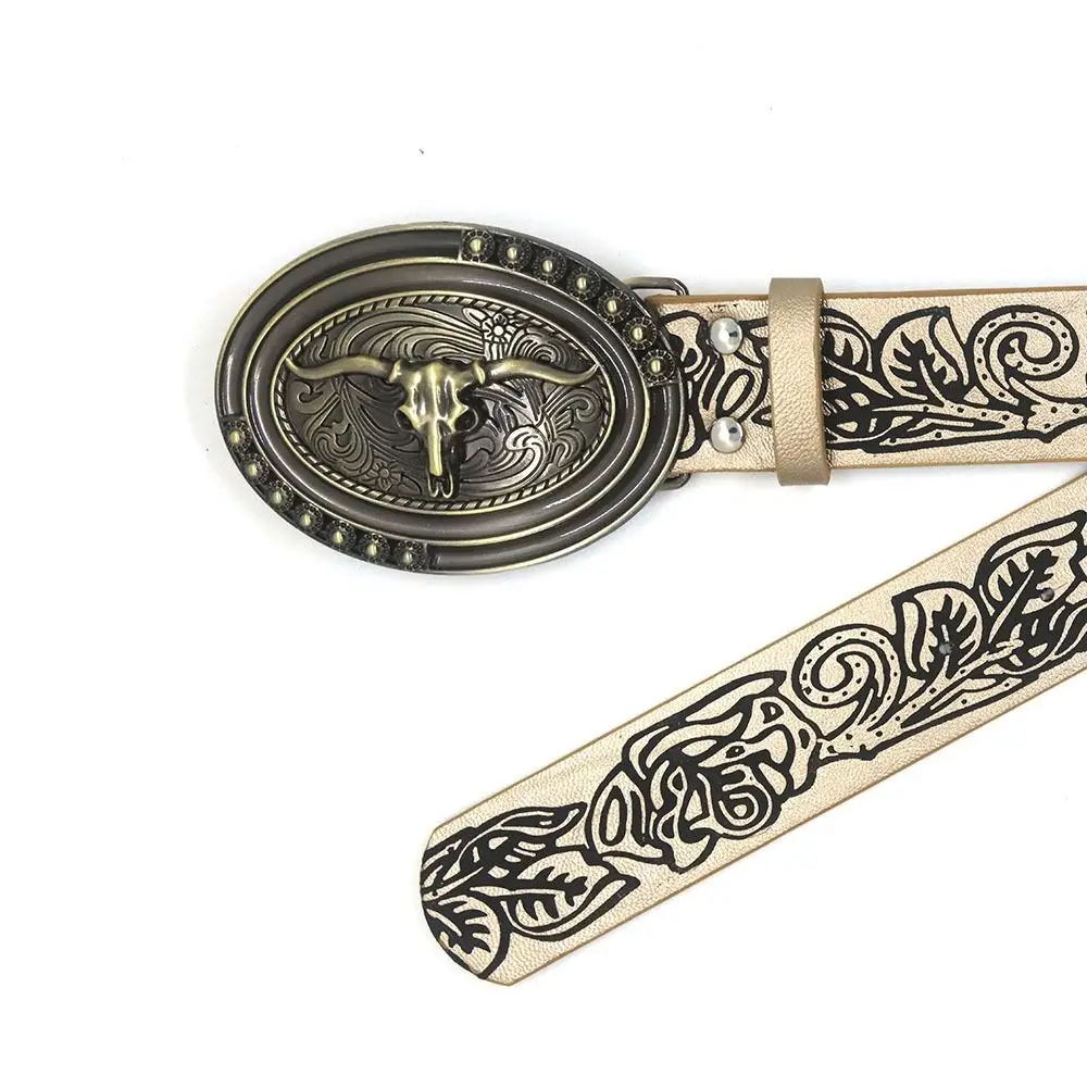 Cinturón Vintage Y2K estilo bohemio Hip Hop Harajuku cinturón con hebilla de cabeza de vaca pretina Punk Rock