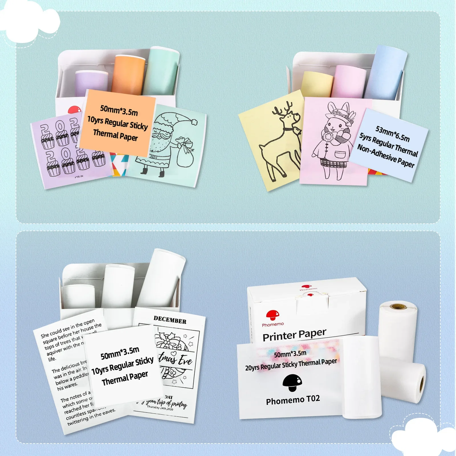 Sticky Note Phomemo T02 เครื่องพิมพ์สติกเกอร์ขนาดเล็กบลูทูธสมาร์ทพ็อกเก็ต inkless เครื่องพิมพ์ใบเสร็จขนาดเล็กแบบพกพาสําหรับโทรศัพท์มือถือ