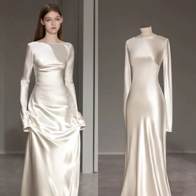 Elegante Vestido de Novia Estilo Cola de Pez 2024, Nuevo Estilo, para Fotografía de Viaje Nupcial, Túnica de Mañana, Cintura ...