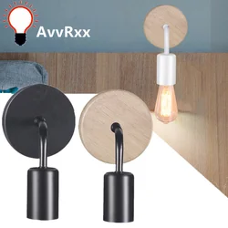 AvvRxx Nordic Wood Iron art Wall Lamp E27 85-265V Retro Vintage Indoor Lighting Bedroom Liveing Room For Home Wall Light Fixture