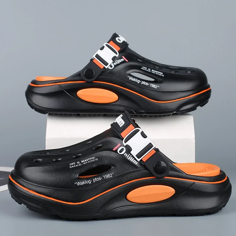 

Новые классические летние сабо для мужчин, дышащие садовые тапочки из ЭВА, удобные пляжные шлепанцы, домашние сандалии, нескользящие тапочки