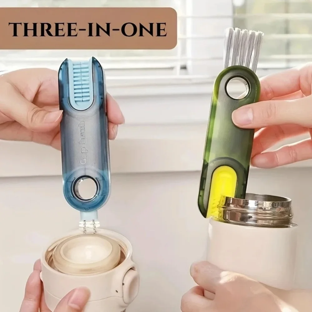 3‑in‑1 U‑Shaped Cup Lid Gap Cleaning Brush Multi‑Function Bottle Mouth Scrubber Portable Cleaner for Water Cups Thermos Bottles