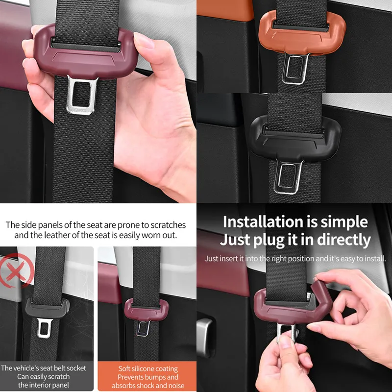 5-Pack Car Seat Belt Buckle Protective Covers, Anti-Scratch, Anti-Collision, Silent Silicone Protective Covers, Interior Modification Accessories