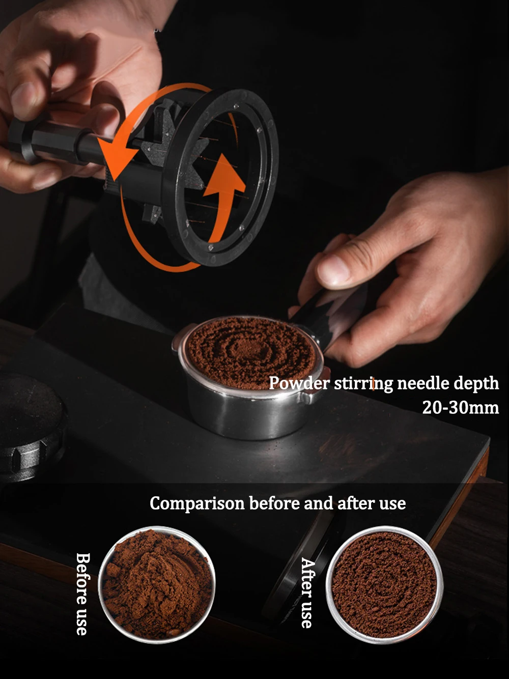 Espresso WDT Distributor Tool with Magnetic Base, 9 Needles Adjustable Depth Coffee Stirrer for Precision Puck Prep