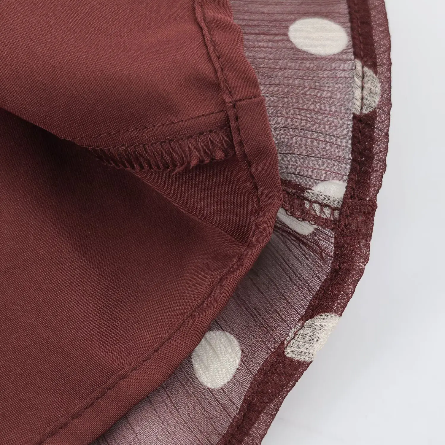 BSAY 2026 Herbst Vintage Polka Dot Damenbluse mit V-Ausschnitt, geschichtetem Rüschensaum, Laternenärmeln, Kordelzug am Ärmelbund und lässigem Schnitt – Detail 14