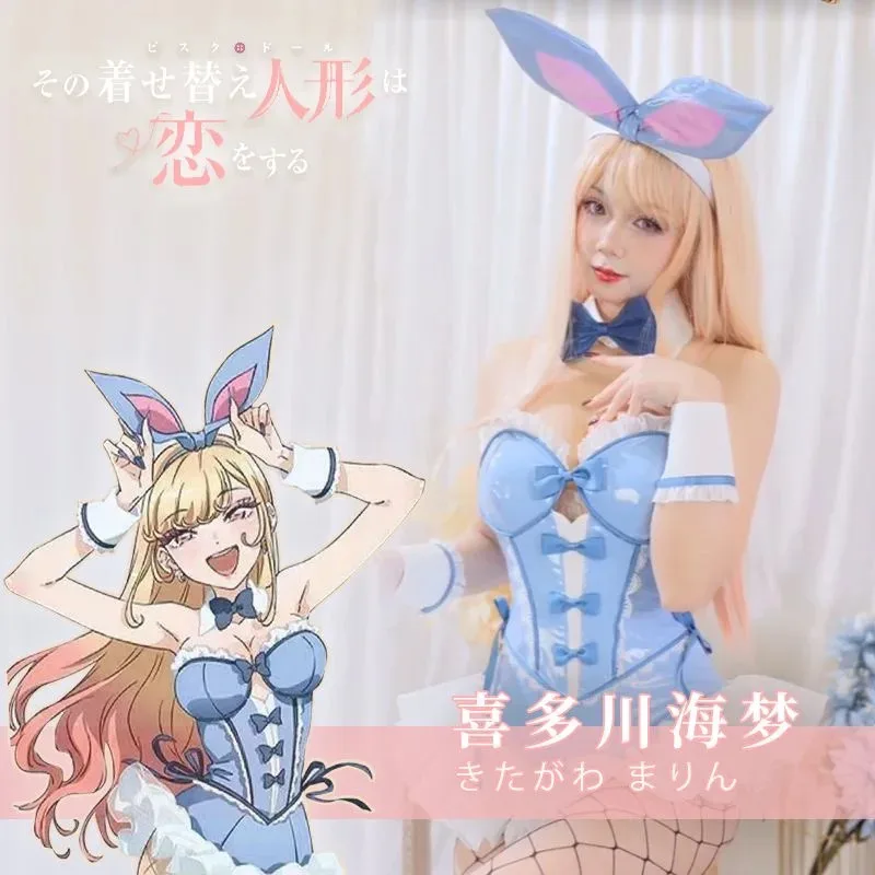 

2025iyi My Dress-Up Darling Blue сексуальная девушка Марин Китагава парик заячьи уши косплей костюм Con Outfi