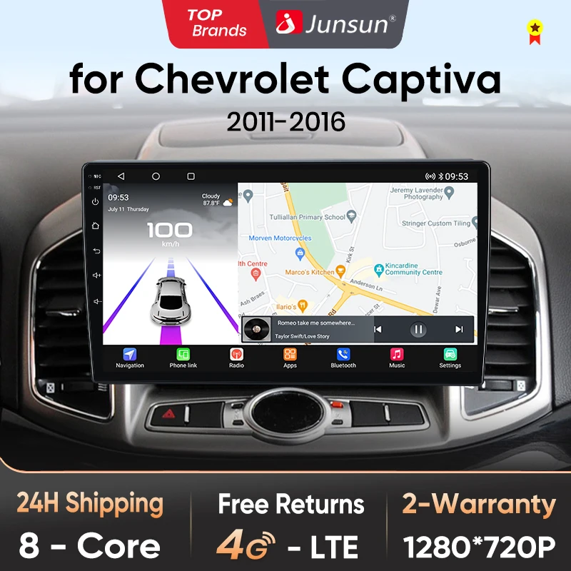 Junsun Qualcomm chip 8-Core Android 13 Auto Radio Für Chevrolet Captiva 2011-2016 Drahtlose CarPlay