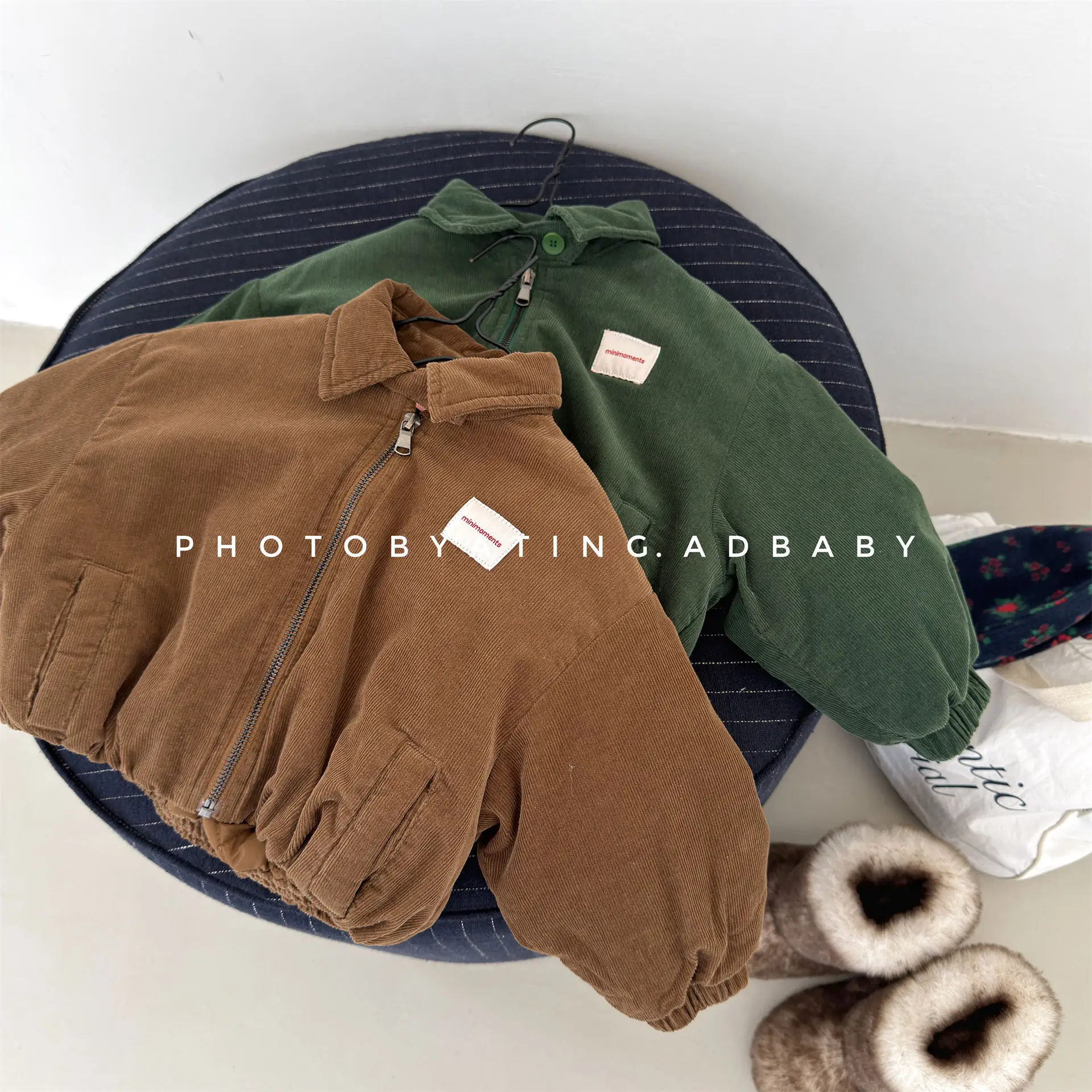 2026 Winter New Children Warm Corduroy Coat Plus Velvet Thick Boys Girls Padded Jacket Kids Fleece Parka Baby Clothes
