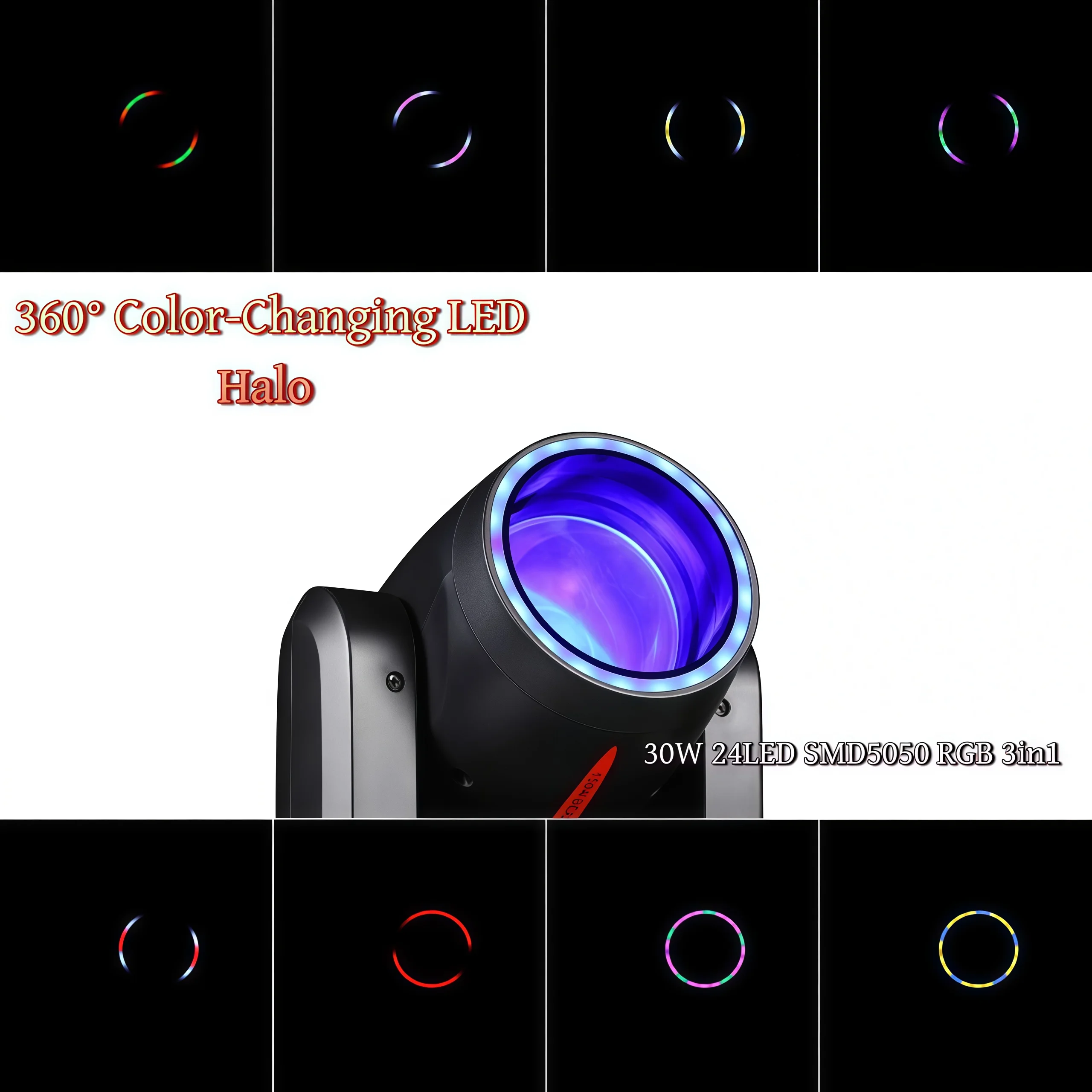 3D 180W Mini 3in1Beam&3DSpot&Halo Effect LED Moving Head Lights 8 Colors& 8 Gobos 18 Rotating Prisms DJ Wash DMX512 Stage Lights view 3