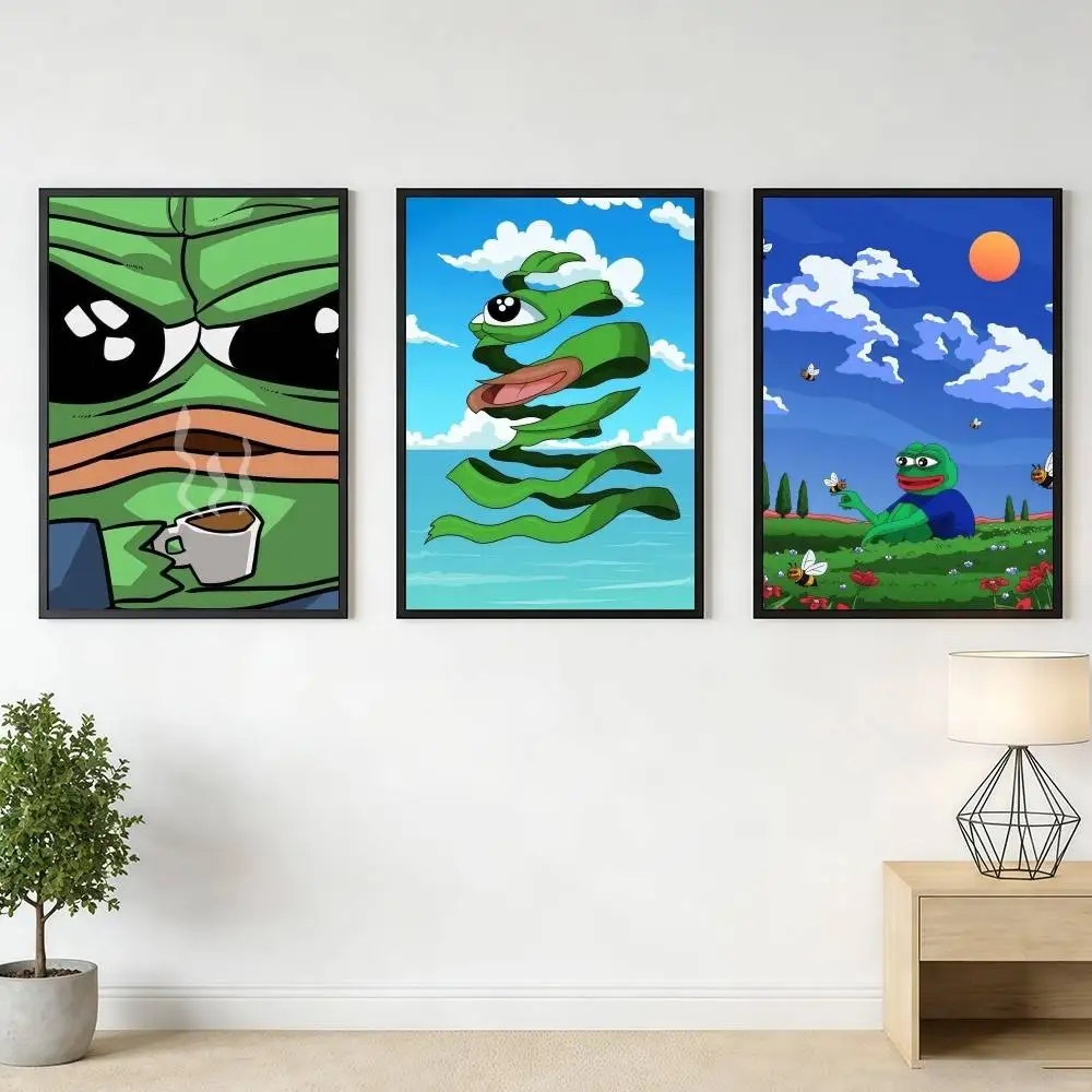 FUNNY P-PepeS The Frog Poster Stickers High-Quality Classic Print Retro Wall Decor Living Room Home HD Gift Holidays
