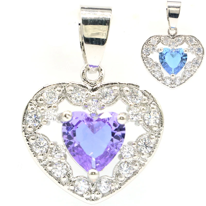 

26x17mm Beautiful Heart Shape Color Changing Zultanite Alexandrite Topaz CZ Women Silver Pendant Drop Shipping