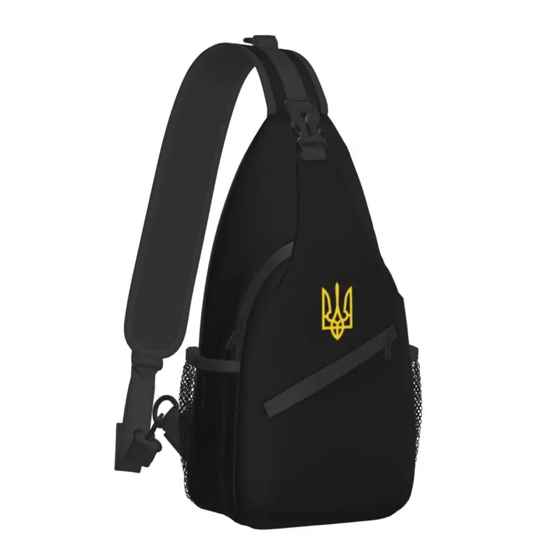 Ukrainian Trident Crossbody Sling Backpack Men Custom Coat Of Arms Ukraine Flag Chest Shoulder Bag for Cycling Camping Daypack