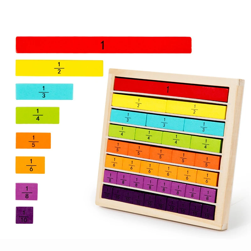 Fraction Learning Math Toys Wooden Strip Puzzle Board Arithmetic Teaching Aids Cognitive Educational Toys Gifts For Children