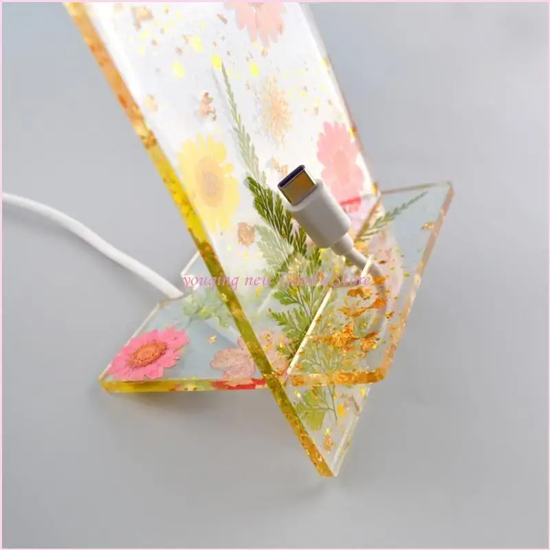 57QA 2 Pcs Silicone Resin Simple Holder Mould Phone Stand Resin Casting Mold for DIY Craft Bracket
